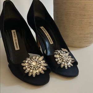 Manolo Blahnik Midnight Heels with Sparkling Embellishments